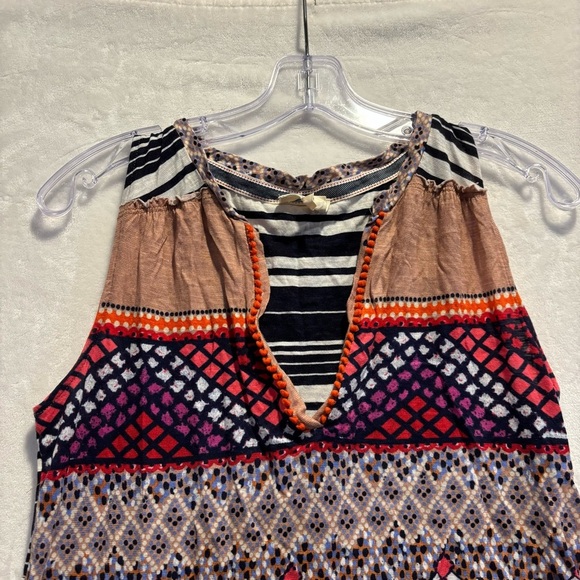 Meadow Rue Anthropologie tank top tribal print Chevron v-neck soft modal S - Picture 2 of 10